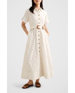 EVER NEW Valeria Broderie Cotton Maxi Shirtdress - Natural