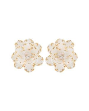 Panacea Enamel Flower Earrings - Natural