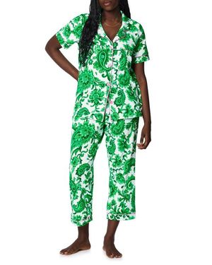 Bedhead Print Stretch Organic Cotton Jersey Crop Pajamas - Green