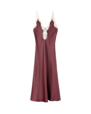 Mango Lace Trim Satin Slipdress - Purple