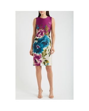 Anne Klein Print Sleeveless Sheath Dress - Purple