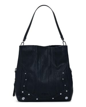 Desigual Embroidered Faux Leather Tote - Black