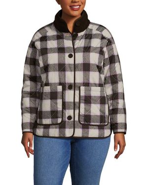Lands' End High Pile Fleece Reversible Mixed Media Long Jacket - Black