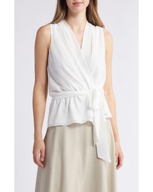 NIKKI LUND Golriz Wrap Tie Waist Sleeveless Top - White