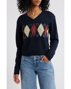 iets frans... Argyl Boxy Sweater - Black