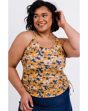 Calypsa Plus Size Maya Tankini Swim Top With Built-In Bra - Multicolor