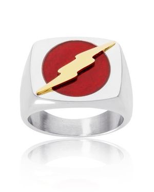 Dc Comics Stainless Steel Justice League Superhero Logo Ring Jewelry, The Flash, Size 10 - White