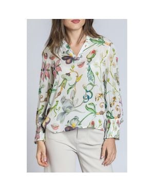 Apny Print Smocked Cuff Top - Green