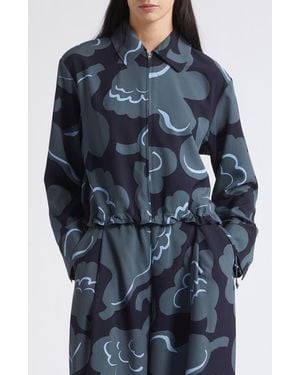 Marimekko Pulssi Kukasta Kukkaan Cropped Zip Shirt - Blue