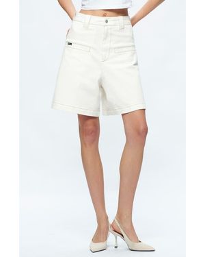 Bayeas Timothy High Waist Knee Length Denim Shorts - White