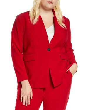 Vince Camuto Convertible Collar Stretch Crepe Blazer - Red