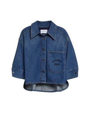 Givenchy Cocoon Crop Denim Shirt Jacket - Blue