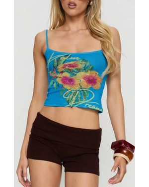 Princess Polly Palm Dreams Beaded Graphic Tank - Blue