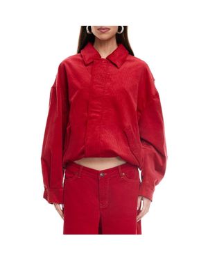 Lioness Kenny Oversize Corduroy Bomber Jacket - Red