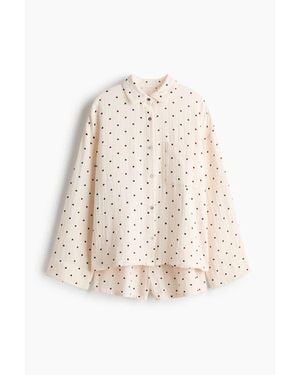H&M Pajama Shirt And Shorts - White