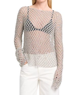 Twp Hand Crochet Slash Neck Top - Multicolor