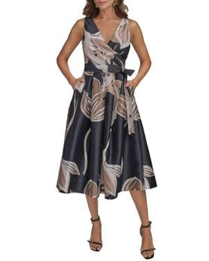 Donna Karan Faux Wrap Tie Waist Cocktail Dress - Black