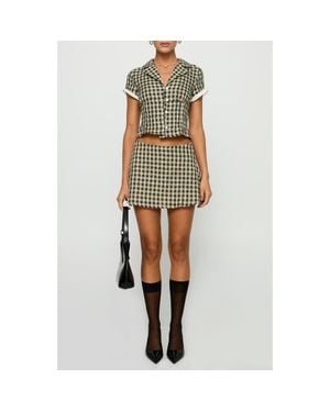 Princess Polly Rhom Check Cotton Crop Button-Up Shirt & Miniskirt Set - Multicolor