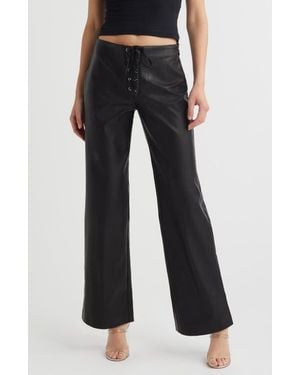 Mistress Rocks Faux Leather Flare Pants - Black