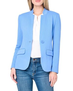 Gibsonlook Inverted Notch Collar Cotton Blend Knit Blazer - Blue