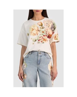 Alice + Olivia Evan Appliqué Oversize T-Shirt - Gray