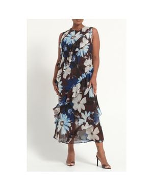 Estelle Aveline Floral Print Sleeveless Dress - Blue