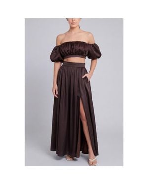 NUAJE NUAJE Isabelle Cotton Silk Maxi Skirt - Brown