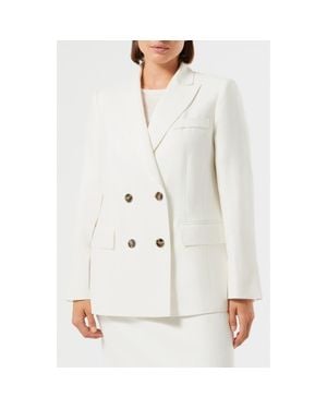 Marina Rinaldi Nebbia Double Breasted Linen Jacket - White