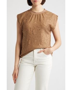 Wit & Wisdom Mixed Media Crinkle Jacquard Top - Multicolor