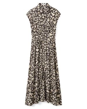 Mango Printed Tie Belt Shirtdress - Brown