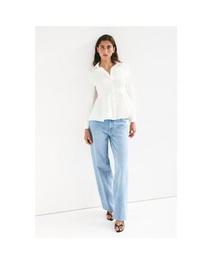 H&M Cotton Peplum Shirt - Blue