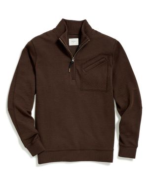 Billy Reid Quilted Half Zip Pullover - Brown