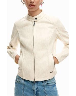 Desigual Faux Leather Jacket - Natural