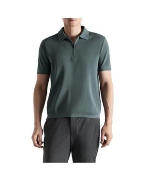 Mango Zip Cotton Blend Polo - Green