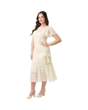 Unique Vintage 1920S Flutter Sleeve Flapper - Natural