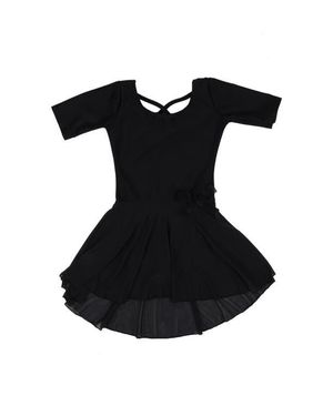 Leveret Girls Short Sleeve Skirted Leotard - Black