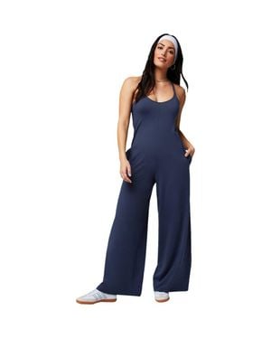 Fabletics Cloud Jersey Wide Leg Jumpsuit - Blue