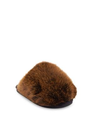 Steve Madden Poof Faux Fur Slipper - Brown
