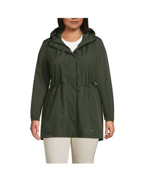 Lands' End Plus Size Squall Packable Waterproof Raincoat - Green