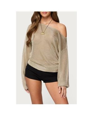 Edikted Charlo Off The Shoulder Metallic Knit Top