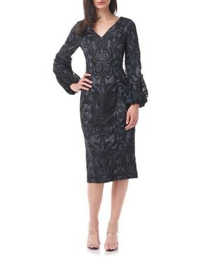 JS Collections Lela Blouson Sleeve Cocktail Dress - Black