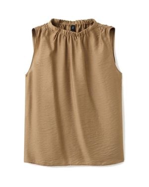 Mango Mock Neck Satin Top - Natural