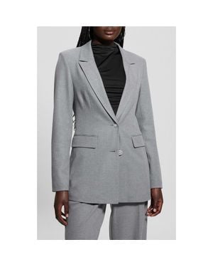 Guess Doris Rhinestone Button Blazer - Gray