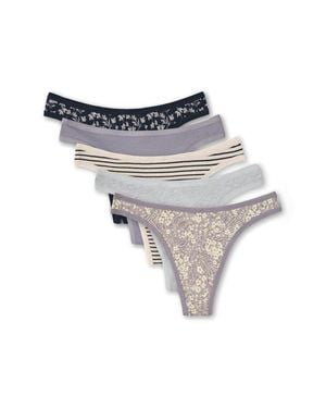 Pact Everyday Mid Rise Thong 5-Pack - Purple