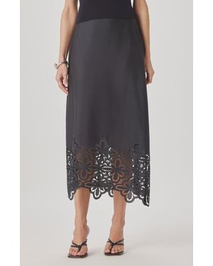 Splendid Pia Pinwheel Eyelet Midi Skirt - Black
