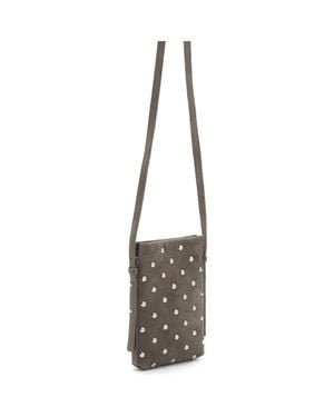 Mango Studded Suede Phone Crossbody Bag - Metallic