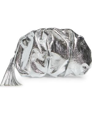 Rebecca Minkoff Ruched Faux Leather Clutch - Metallic