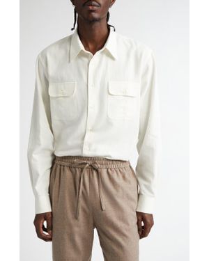 De Bonne Facture Artist Cotton & Hemp Button-Up Shirt - White