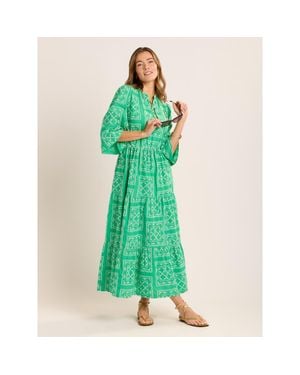 Brakeburn Clarisa Embroidered Maxi Dress - Green
