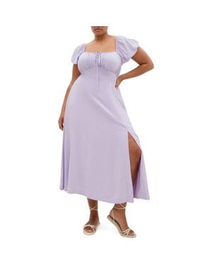 City Chic Abbie Peasant Midi Dress - Purple